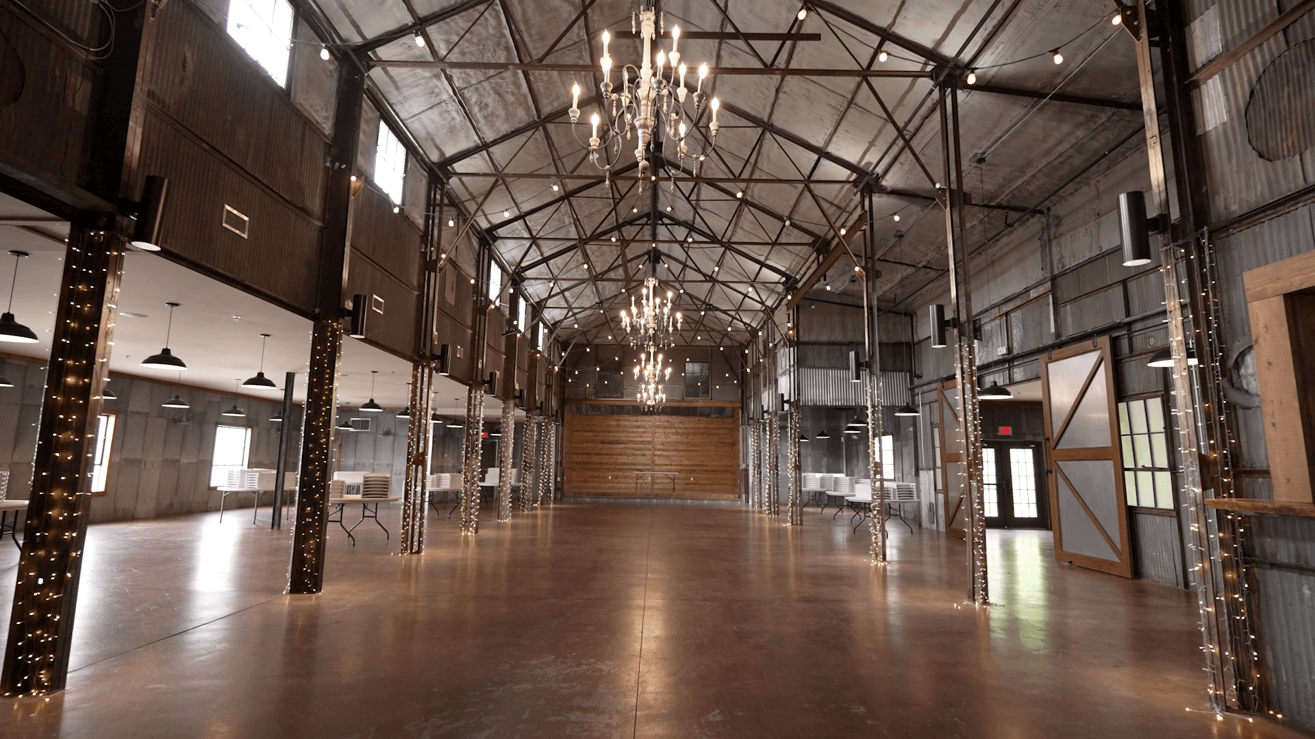 Interior of The Gin event barn in Nesbit